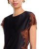 Aqua Aqua Cap Sleeve Lace Trim Satin Top - 4