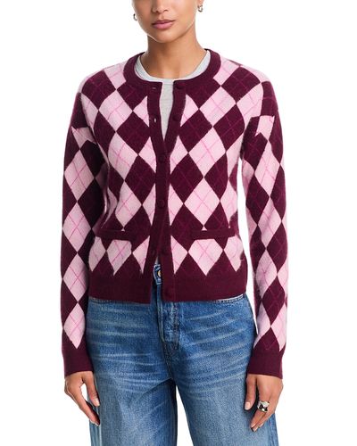 Aqua Aqua Cashmere Brushed Argyle Cardigan