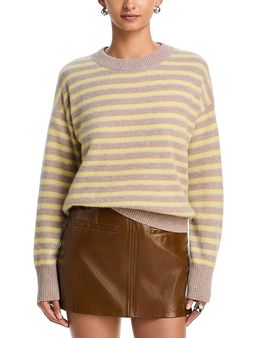 Aqua Aqua Cashmere Brushed Stripe Crewneck Sweater