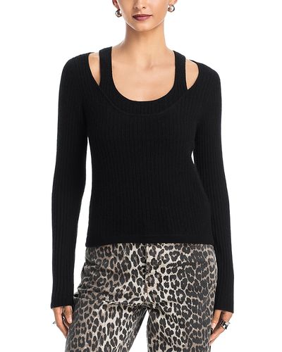 Aqua Aqua Cashmere Double Layer Scoop Neck Top