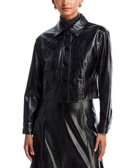 Aqua Aqua Croc Embossed Faux Leather Jacket