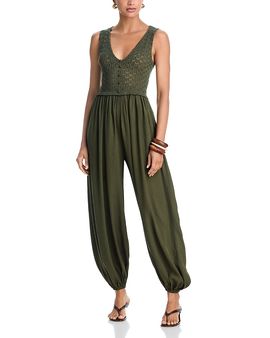 Aqua Aqua Crochet Balloon Jumpsuit
