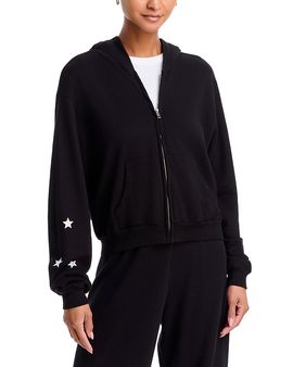 Aqua Aqua Crop Zip Hooded Cotton Sweatshirt