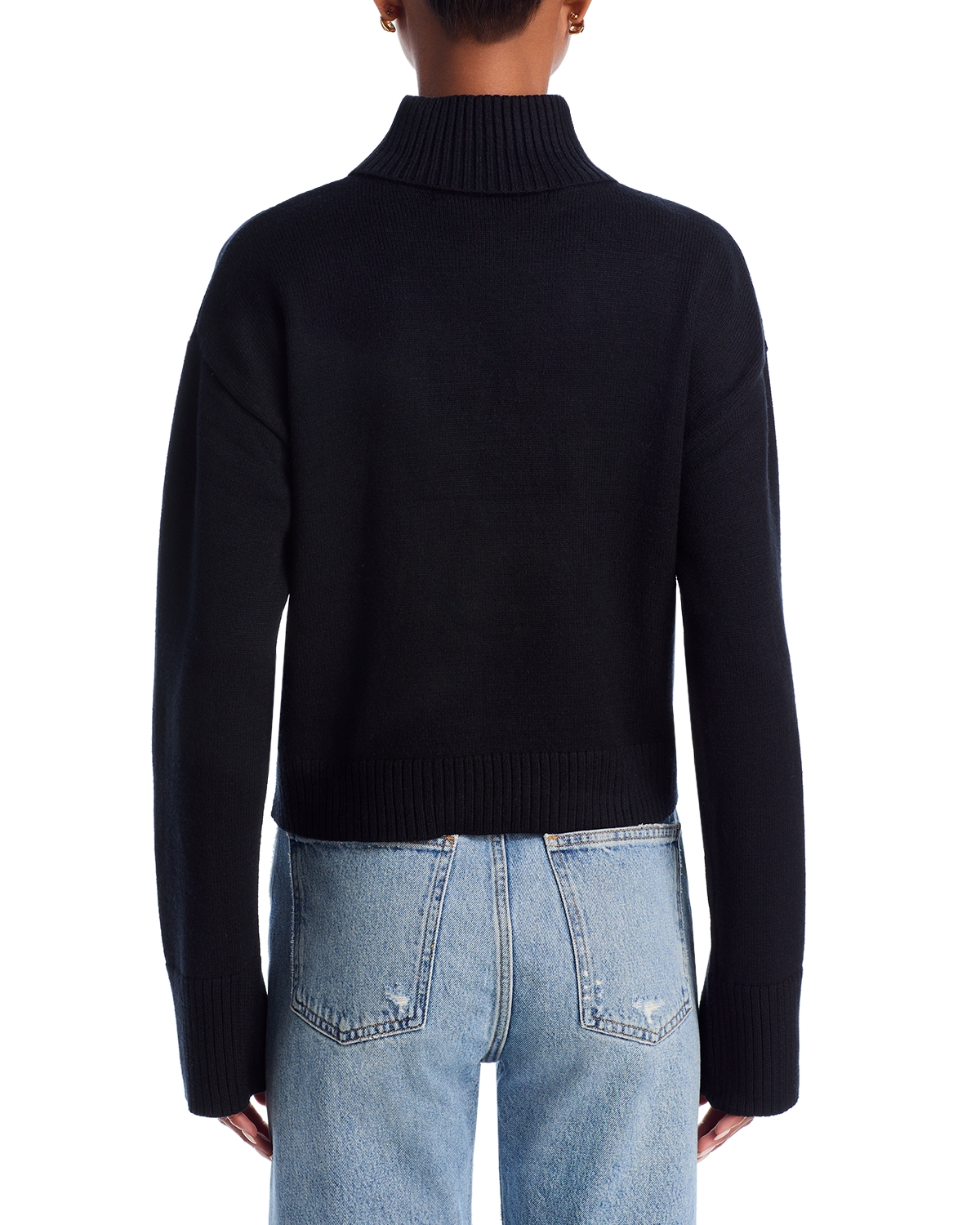 Aqua Cropped Turtleneck Heart Patch Sweater