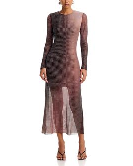 Aqua Aqua Crystal Mesh Maxi Dress