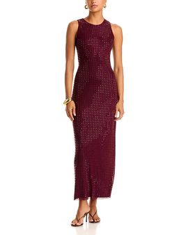 Aqua Aqua Crystal Mesh Sleeveless Maxi Dress