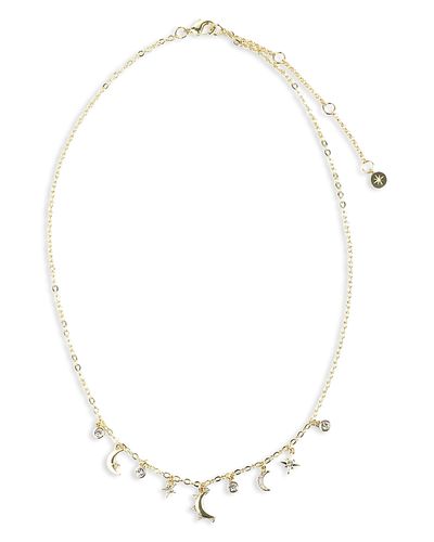 Aqua Aqua Cubic Zirconia Delicate Moon Charm Necklace, 17-19