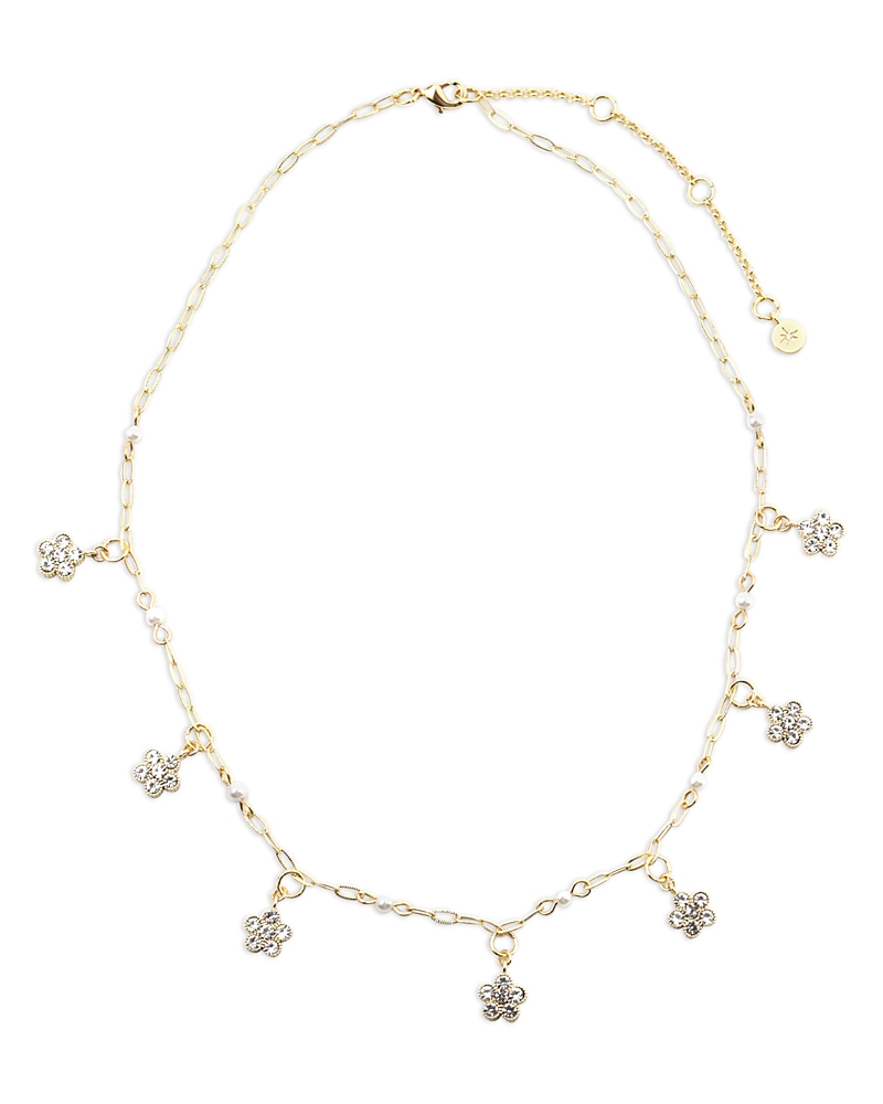 Aqua Aqua Cubic Zirconia Flower Statement Necklace, 16