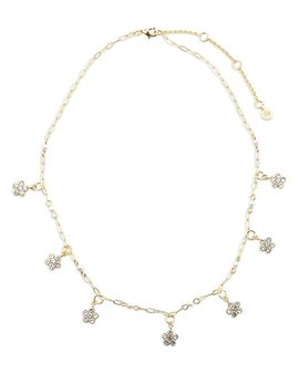 Aqua Aqua Cubic Zirconia Flower Statement Necklace, 16