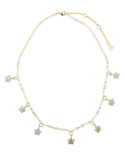 Aqua Aqua Cubic Zirconia Flower Statement Necklace, 16