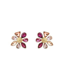 Aqua Aqua Cubic Zirconia Flower Stud Earrings
