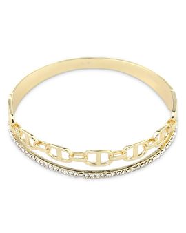 Aqua Aqua Cubic Zirconia Frozen Link Bangle Bracelet
