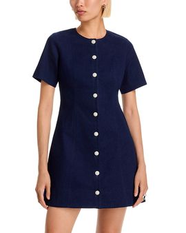 Aqua Aqua Denim Short Sleeve Mini Dress
