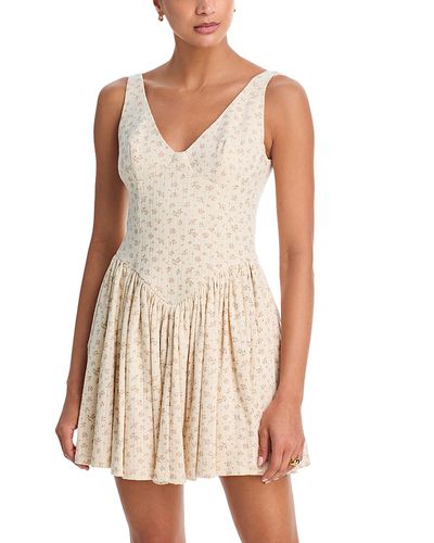 Aqua Aqua Ditsy Floral Drop Waist Mini Dress