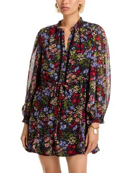 Aqua Aqua Ditsy Floral Long Sleeve Mini Dress