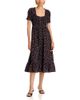 Aqua Aqua Ditsy Floral Smocked Short Sleeve Midi Dress - 1