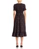 Aqua Aqua Ditsy Floral Smocked Short Sleeve Midi Dress - 4