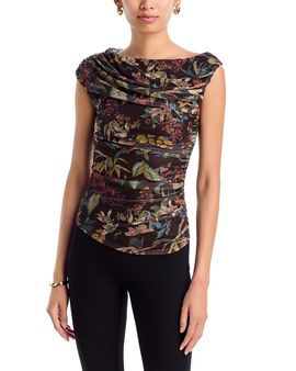 Aqua Aqua Draped Mesh Sleeveless Top