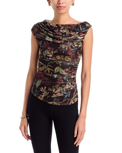 Aqua Aqua Draped Mesh Sleeveless Top