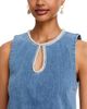 Aqua Aqua Embellished Faux Pearl Denim Mini Dress - 3