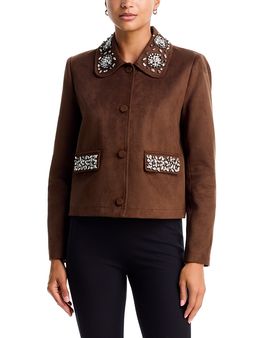 Aqua Aqua Embellished Faux Suede Jacket