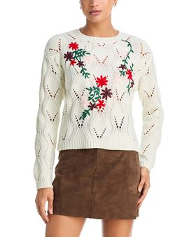 Aqua Aqua Embroidered Cable Crewneck Sweater