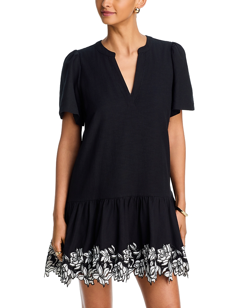 Aqua Aqua Embroidered Hem Mini Dress