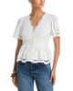 Aqua Aqua Embroidered Lace Button Down V Neck Top - 1