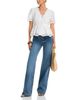 Aqua Aqua Embroidered Lace Button Down V Neck Top - 2