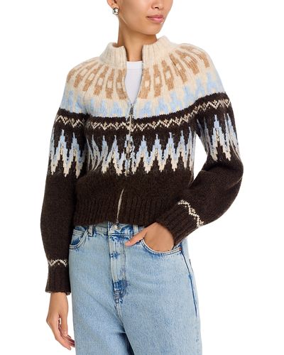 Aqua Aqua Fair Isle Zip Front Cardigan