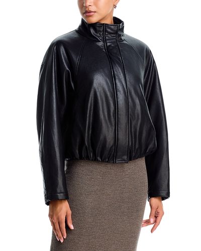 Aqua Faux Leather Bomber Jacket