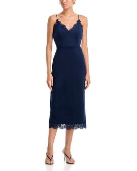 Aqua Aqua Faux Suede Lace Trim Slip Dress