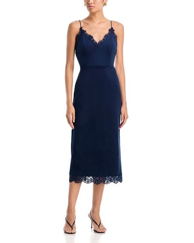 Aqua Aqua Faux Suede Lace Trim Slip Dress