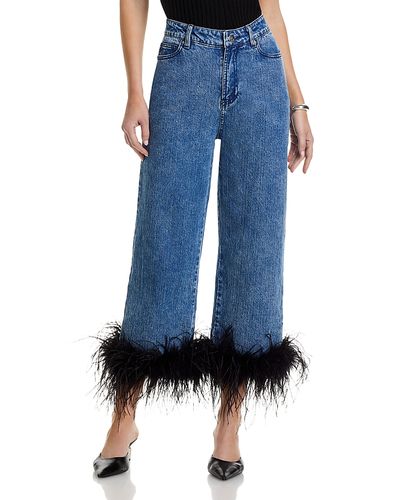 Aqua Aqua Feather Trim Jeans in Indigo