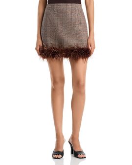 Aqua Aqua Feather Trim Mini Skirt