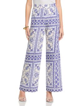Aqua Aqua Floral Border Wide Leg Pants