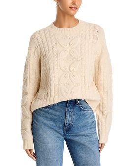 Aqua Aqua Floral Cable Knit Sweater