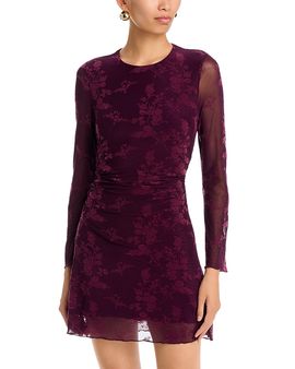 Aqua Aqua Floral Jacquard Mesh Mini Dress