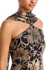 Aqua Aqua Floral Print Satin Scarf Neck Gown - 3