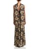 Aqua Aqua Floral Print Satin Scarf Neck Gown - 4