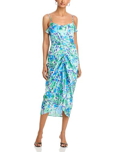 Aqua Aqua Floral Ruffle Tie Waist Midi Dress