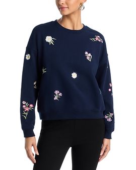 Aqua Aqua Flower Embroidered Sweatshirt