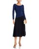 Aqua Aqua Fully Fashion Contrast Long Sleeve Midi Dress - 2