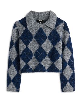 Aqua Aqua Girls' Collared Plaid Sweater, Big Kid