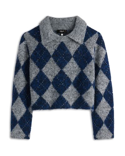 Aqua Aqua Girls' Collared Plaid Sweater, Big Kid