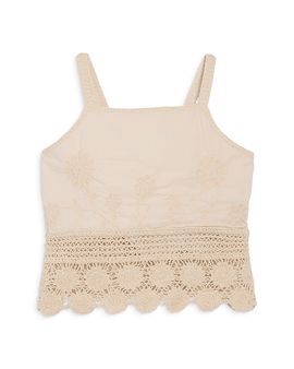 Aqua Aqua Girls' Crochet Flower Vest Top, Big Kid