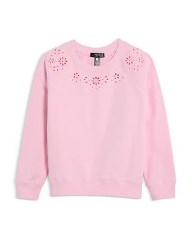 Aqua Aqua Girls' Eyelet Raglan Sweatshirt, Little Kid, Big Kid