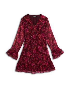 Aqua Aqua Girls' Long Sleeved Ruffled Dress, Big Kid