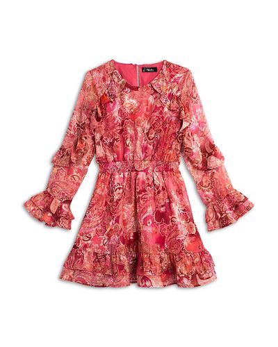 Aqua Aqua Girls' Long Sleeved Smocked Waist Dress, Big Kid