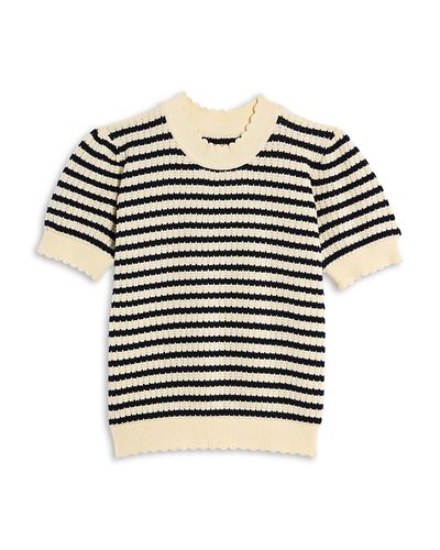 Aqua Aqua Girls' Striped Short Sleeved Sweater, Big Kid